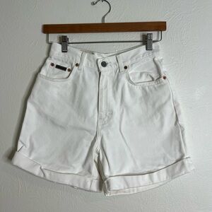 Calvin Klein Women's White Enzyme Bleach Cuffed Cotton Shorts Casual Size 4